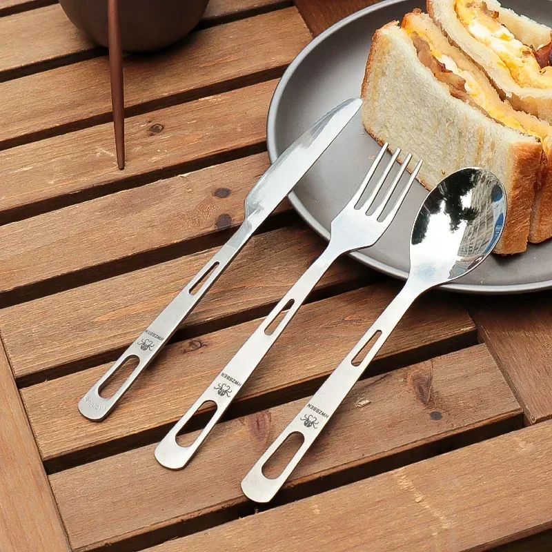 Weaning Spoon Set - HWZBBEN-Titanium Tableware Set, garfo, colher, faca,