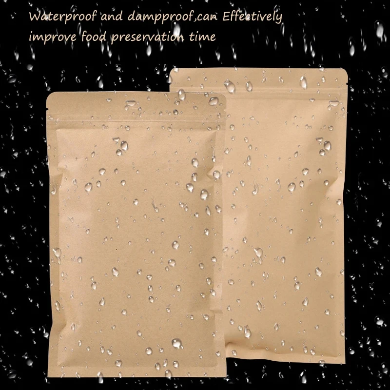 Food Pouch Reusable - 100PCS Bolsa de Papel Kraft Marrom