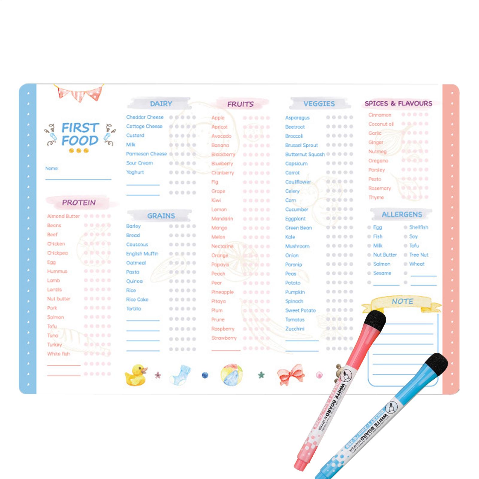 Baby Food Tracker - Quadro Magnético de Primeiros Alimentos para
