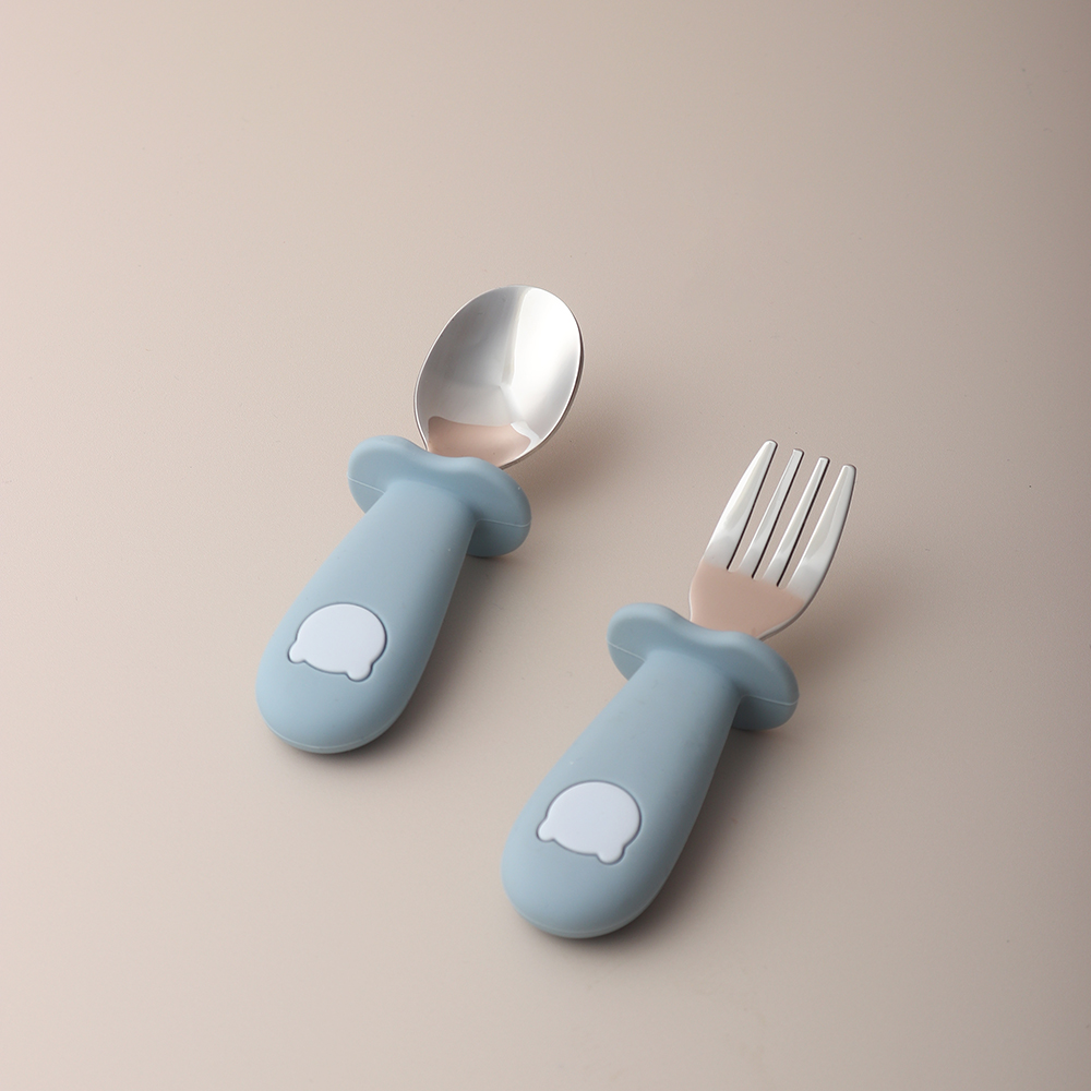Colher e Garfo de Silicone em  - Weaning Spoon Set avaliação e preço