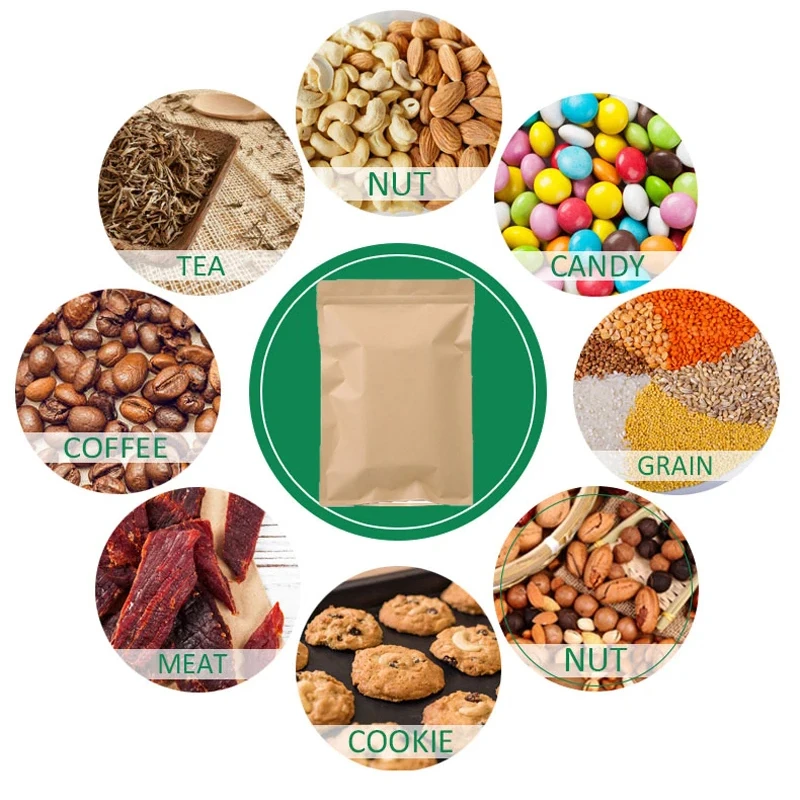 100PCS Bolsa de Papel Kraft Ma - Food Pouch Reusable avaliação e preço